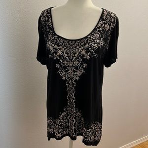 B.L.U.E Woman's Black Tunic with Rhinestone's size 1X